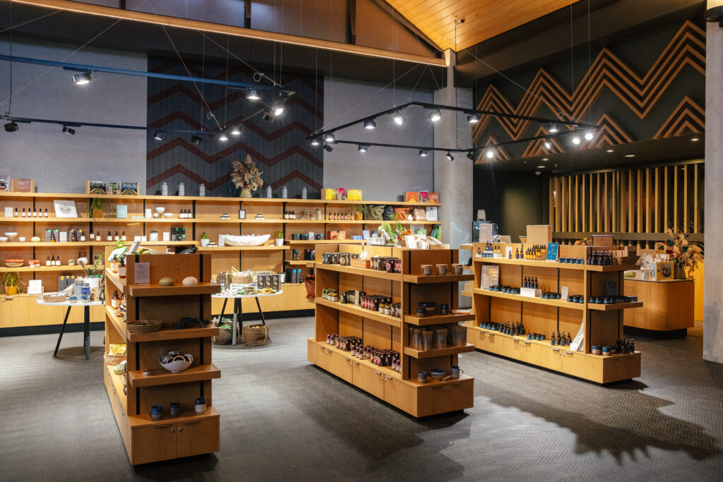 Te Aronui Gift Store at Wai Ariki Hot Springs and Spa in Rotorua showcasing Māori-inspired wellness gifts and souvenirs